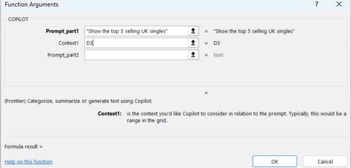 The COPILOT function wizard