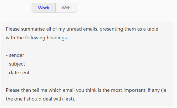 Asking to summarise emails Asking to summarise emails