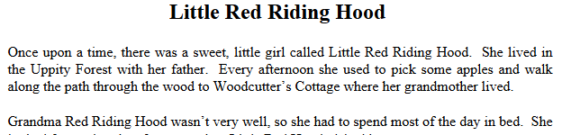 Red Riding Hood story