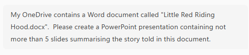Asking for presentation summarising document