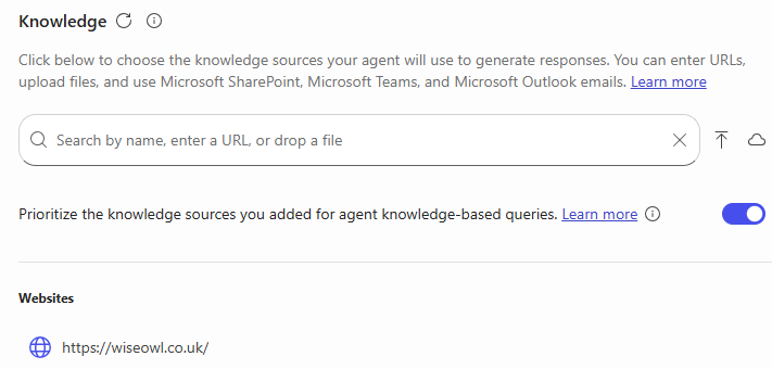 Adding website as knowledge