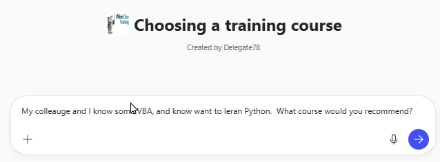 TEsting our training course agent