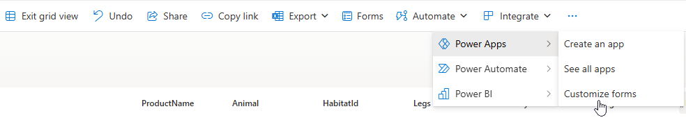 Opening forms in Power Apps