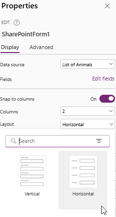 Change the Layout to horizontal
