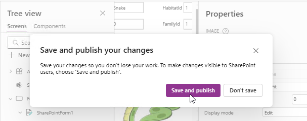 A last chance to save before publishing the app