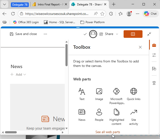 Choose to add a new part