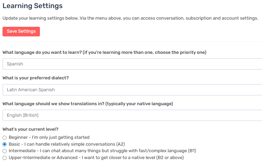 Choosing your language