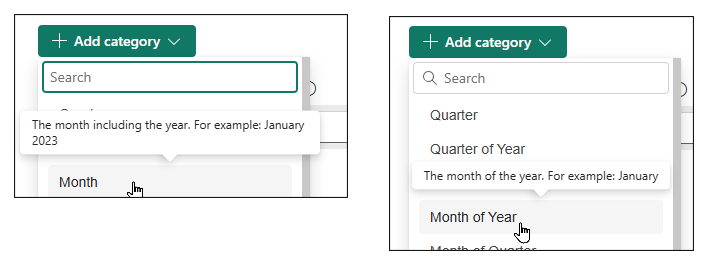 Two options for month category