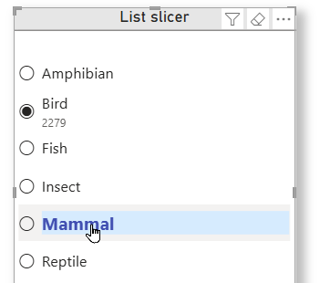 A list slicer in action
