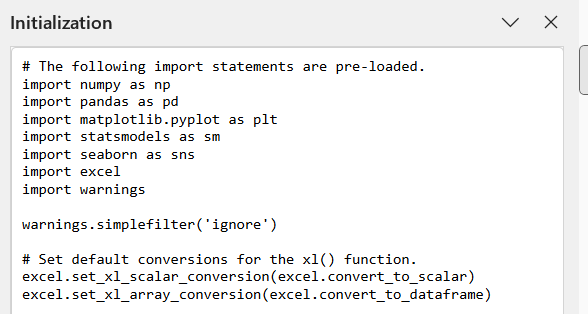 Initialisaiton code Initialisaiton code
