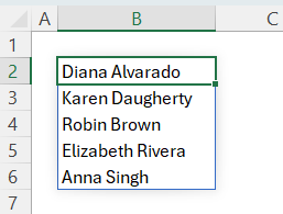 Example of 5 fake names Example of 5 fake names