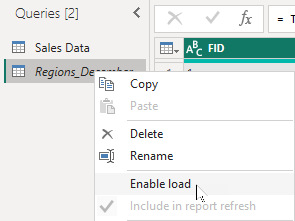 Uncheck Enable Load to prevent table being imported into the Power BI model Uncheck Enable Load to prevent table being imported into the Power BI model