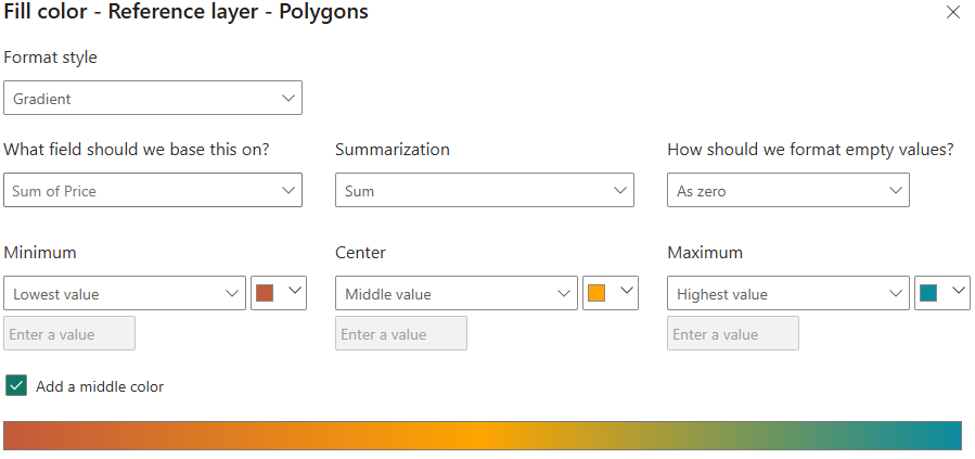 Applying conditional formatting to the polygon layer Applying conditional formatting to the polygon layer