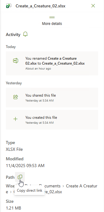 Copy link from Path under More Options Copy link from Path under More Options