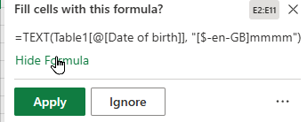 Date formula created