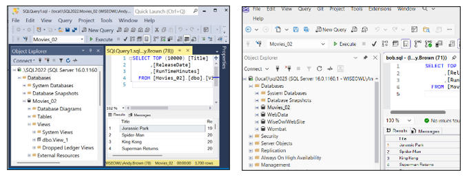 The old and new SSMS look The old and new SSMS look