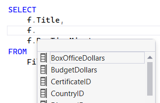 Intellisense before a comma Intellisense before a comma