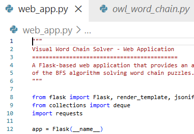 The code in Python in Visual Studio Code The code in Python in Visual Studio Code
