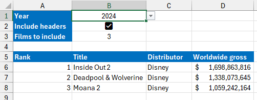 An Excel worksheet allowing a user to choose which data to import from a group of text files.