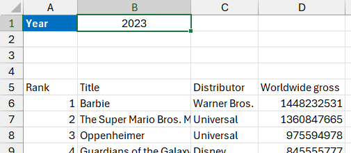 Using a cell to vary the results returned by the IMPORTCSV function in Excel