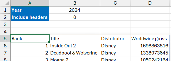 Using the skip rows parameter of the IMPORTCSV function in Microsoft Excel