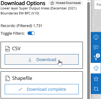 Download the CSV file that has the data in it Download the CSV file that has the data in it