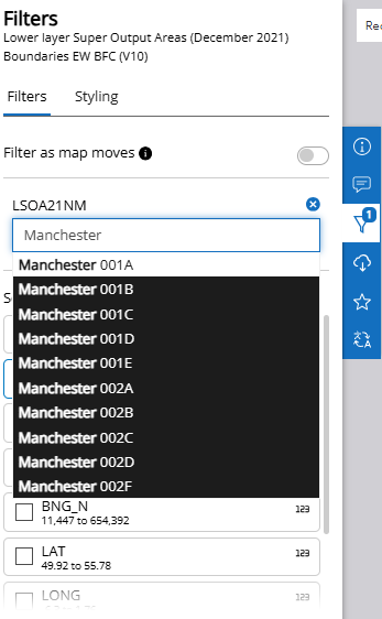 The contents of the column will appear as you filter down The contents of the column will appear as you filter down