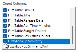 Choosing output columns in Excel's Fuzzy Lookup add-in