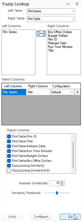 Comparing different tables with Excel's Fuzzy Lookup add-in