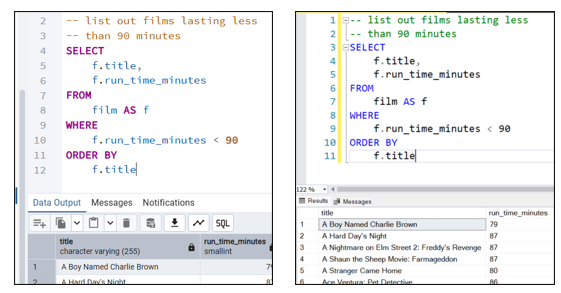 The two languages compared