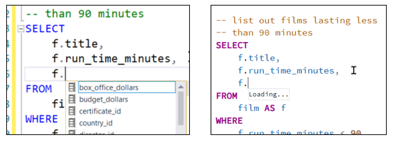 Intellisense in SSMS and PostgresSQL