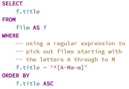 Example of regular expressions