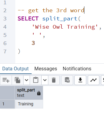 Getting the 3rd word using split_part