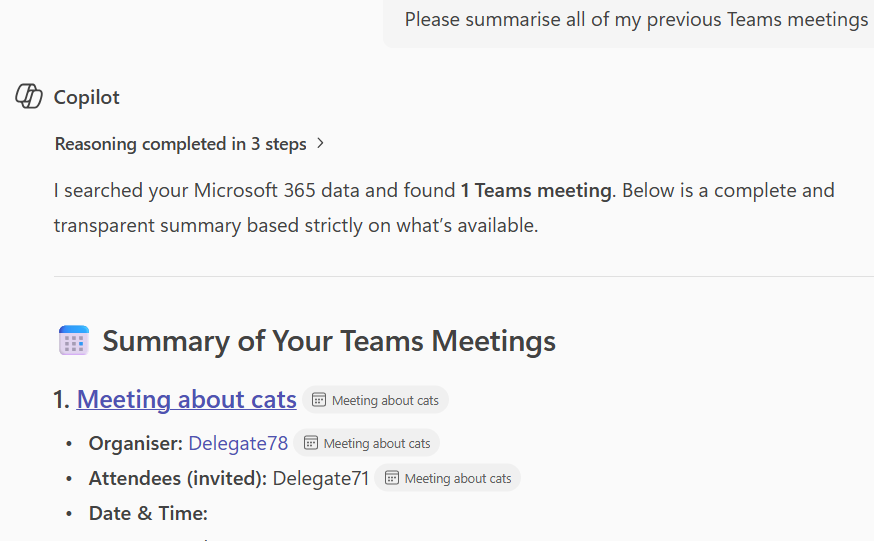 Summarising a Teams meeting Summarising a Teams meeting