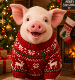 Pig in Xmas jumper - May 2026