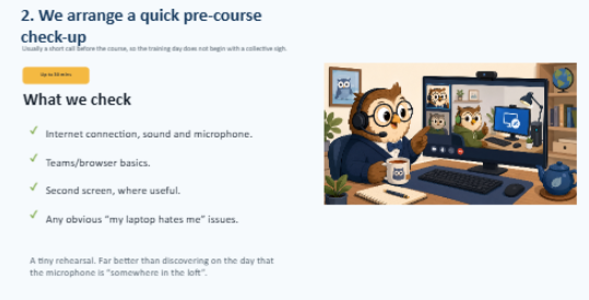Pre-course check-up slide