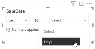 Setting the time period of the date slicer