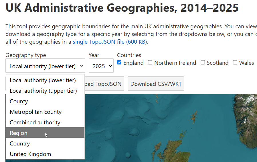 Choices made to get English regions Choices made to get English regions