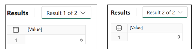 Two tables of single values Two tables of single values