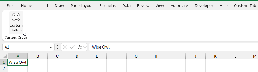 A custom ribbon tab in Microsoft Excel