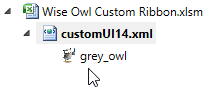 An image attached to a custom Excel ribbon tab