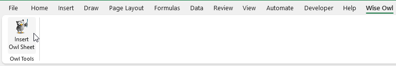 A customised ribbon tab in Microsoft Excel.