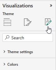 The Theme pane in Microsoft Power BI The Theme pane in Microsoft Power BI