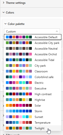 Choosing a different colour palette in Microsoft Power BI Choosing a different colour palette in Microsoft Power BI