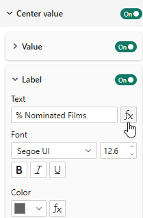 Accessing conditional formatting options for a center value label in a Power BI donut chart Accessing conditional formatting options for a center value label in a Power BI donut chart