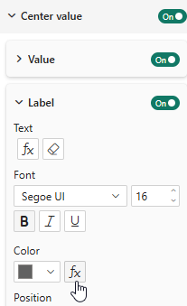 Accessing conditional formatting options for the font colour of a label in a Power BI donut chart Accessing conditional formatting options for the font colour of a label in a Power BI donut chart