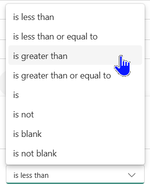 An image showing the conditions to choose from. An image showing the conditions to choose from.