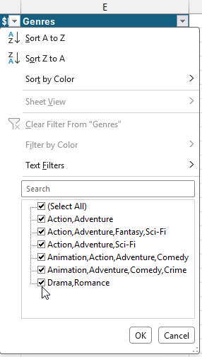 Filtering a list in Microsoft Excel Filtering a list in Microsoft Excel