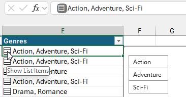 Displaying a list of cell values in Microsoft Excel Displaying a list of cell values in Microsoft Excel