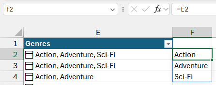 An Excel formula returning a spilled array. An Excel formula returning a spilled array.